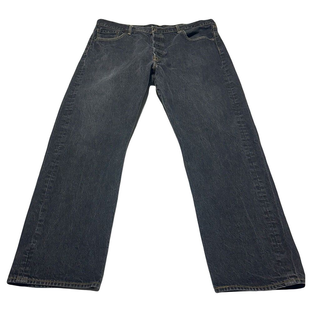 Levis 501 Mens Jeans Black Size 42x32 Measured 38x29 Straight Button Fly